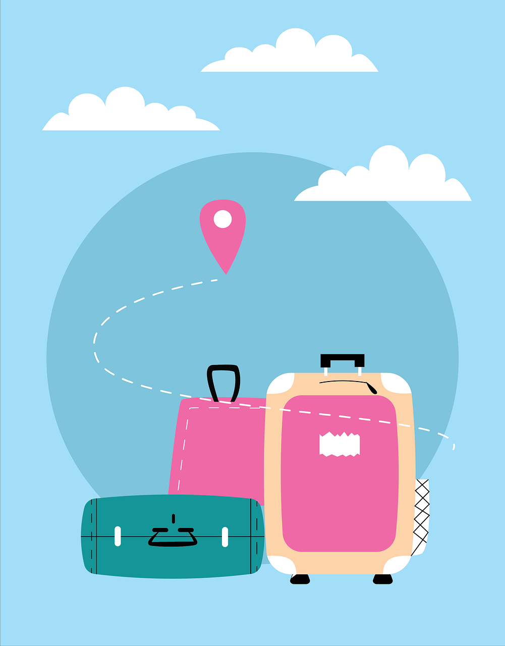 Koffer mit Pin = Reise